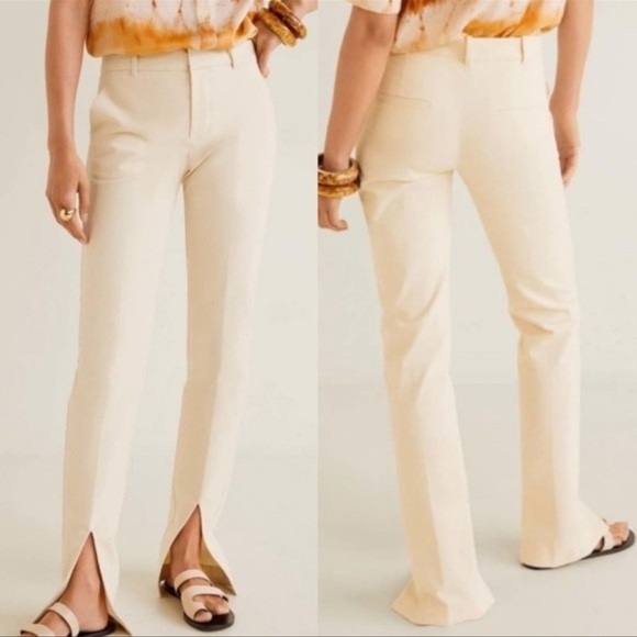 NWT MNG Split Hem Pants in Cream - Picture 3 of 12